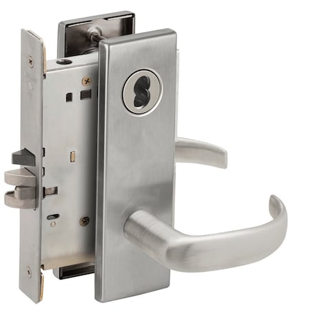 Grade 1 Entrance Office Mortise Lock, SFIC Prep Less Core, 17 Lever, N Escutcheon, Satin Chrome Fini